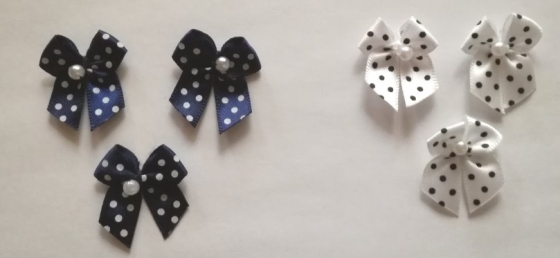 Satin ribbon bow dotted with pearl (3pc)