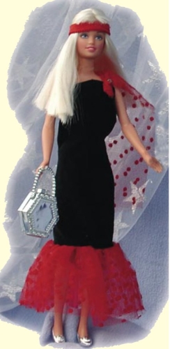 Barbie Schnittmuster: Samtkleid mit Tüllrüsche