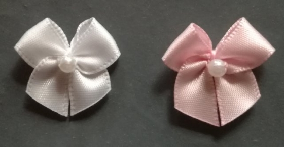 Satin ribbon bow with pearl (5 pc) - Kopie