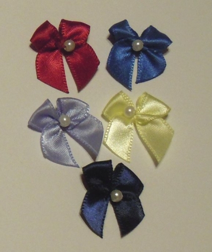 Satin ribbon bow with pearl (5 pc) - Kopie