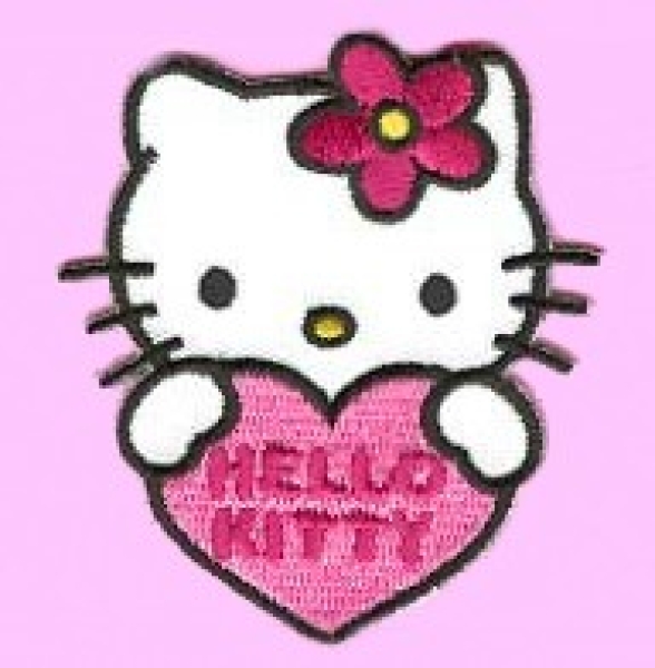 Iron-on patch "Hello Kitty with heart"