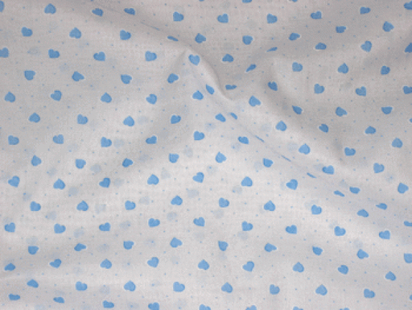 Fabric with hearts in light blue